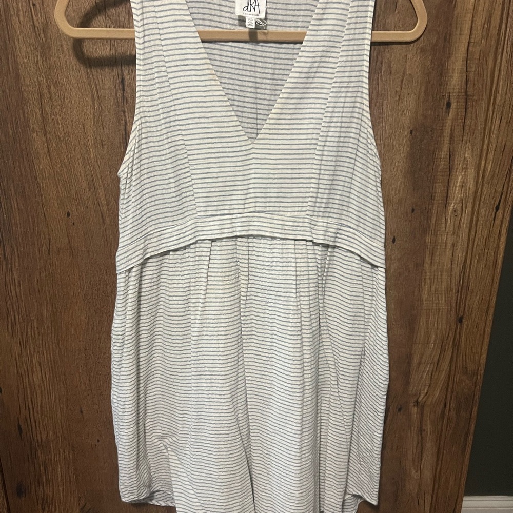 Seersucker Sleeveless Dress with Pockets